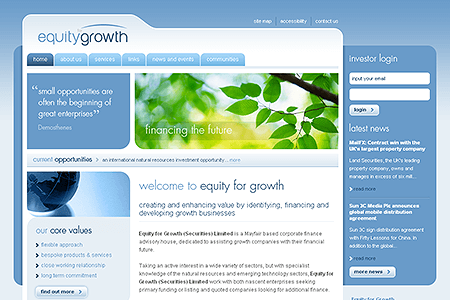 Equity for Growth website in 2007