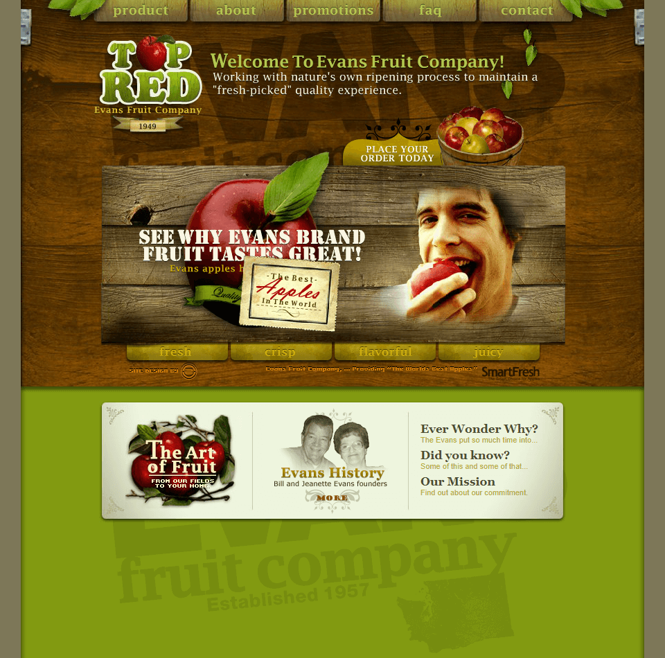 Evans Fruit Company flash website in 2004