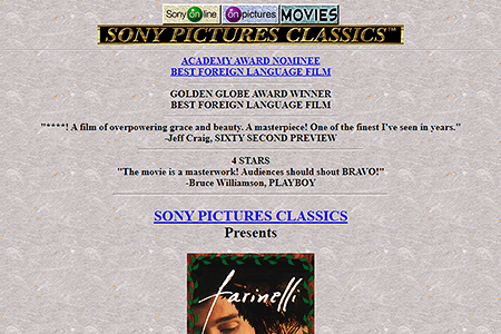 Farinelli website in 1995