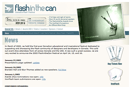 Flashinthecan website in 2003