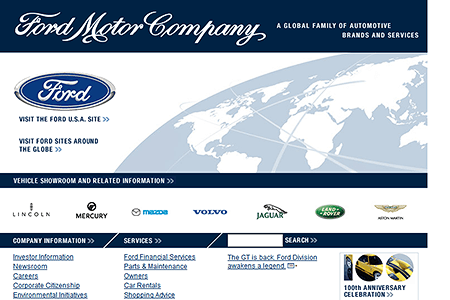 Ford Motor Company website in 2002