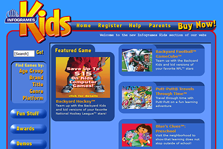 Fun Kids Games website in 2003