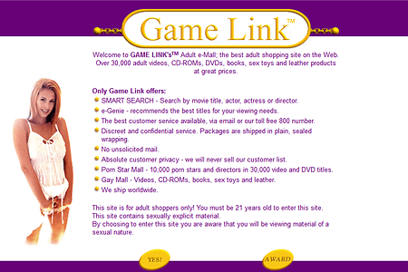 Game Link website in 2000