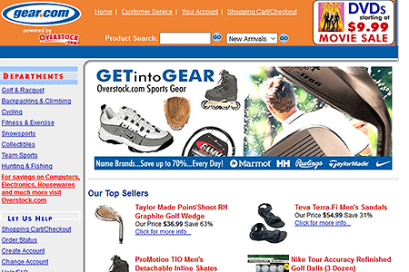 Gear Overstock website in 2002