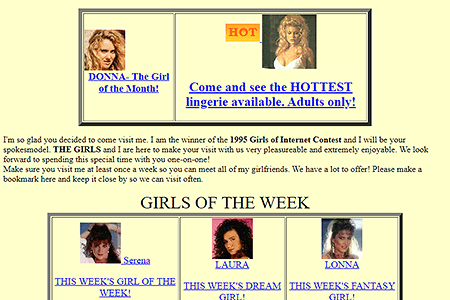 Girls of Internet website in 1996