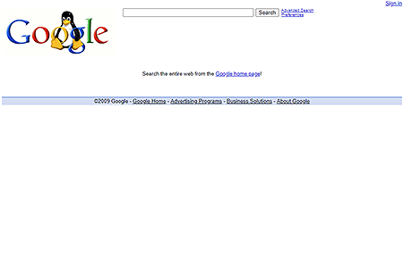 Google Search Linux in 2009