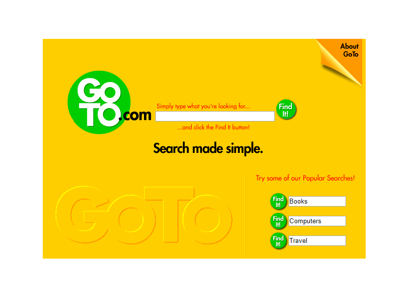 GoTo.com website in 1998