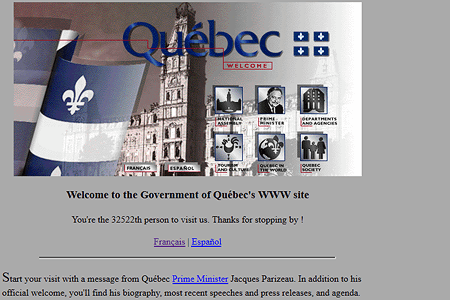 Government of Québec website in 1995