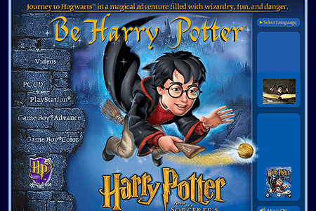 Harry Potter at EA Games flash website in 2002