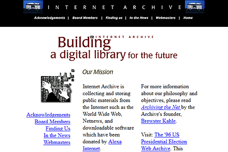 Internet Archive website in 1997