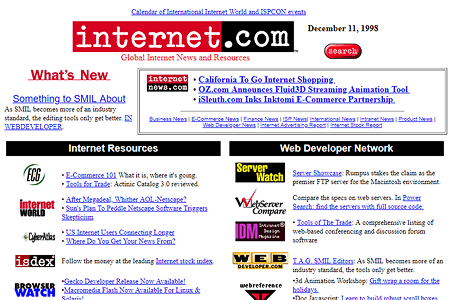 Internet.com website in 1998