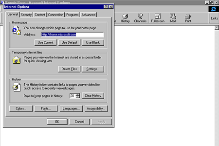 Internet Explorer 4.0 – Internet Options