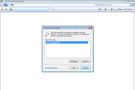 Internet Explorer 7.0 – Change Search Defaults