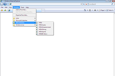Internet Explorer 7.0 – Favorites Menu