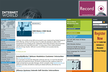 Internet World website in 2001