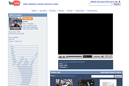 Jawed YouTube Channel in 2007