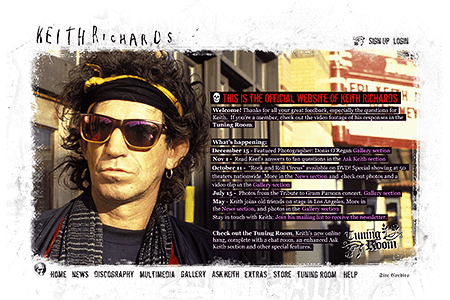 Keith Richards website in 2003