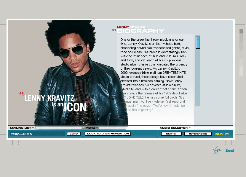 Lenny Kravitz flash website in 2003