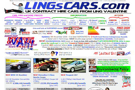 LingsCars website in 2006
