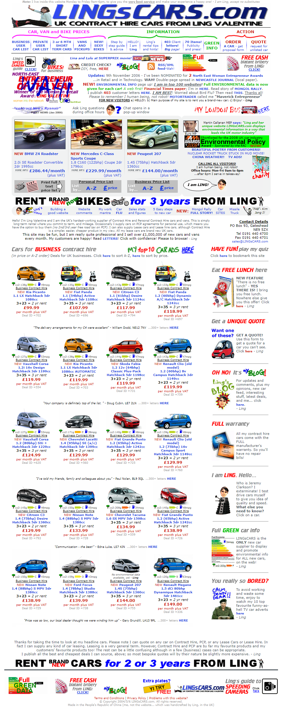 LingsCars website in 2006