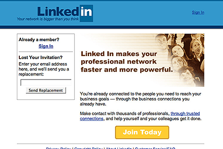 LinkedIn website in 2003