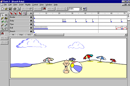 Macromedia Flash 2.0 – Beach Baby Animation