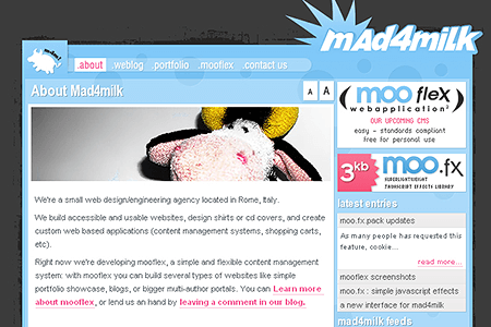 Mad4milk website in 2005