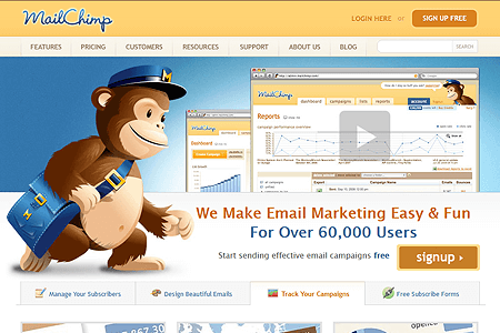 Mailchimp website in 2009