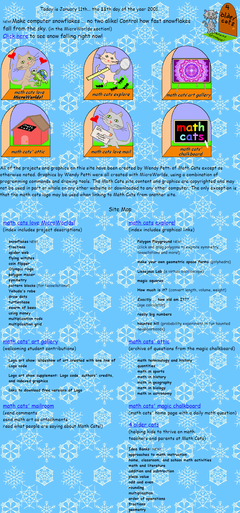 Math Cats website in 2001