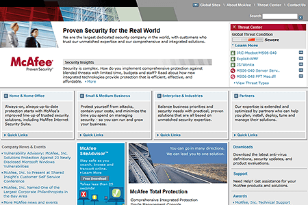 McAfee website in 2006