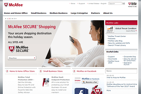 McAfee website in 2010