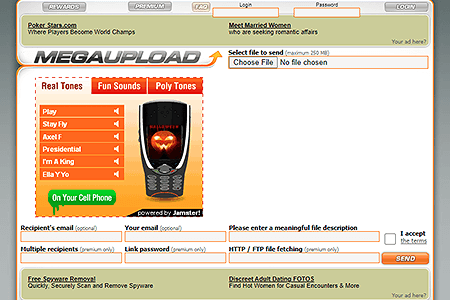 Megaupload website in 2005