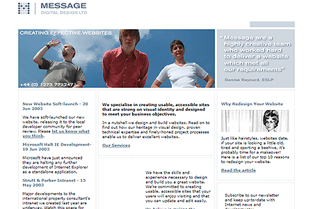 Message Digital Design website in 2003