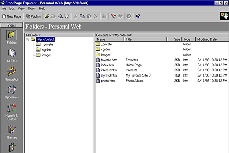 Microsoft FrontPage 98 – Folder - Personal Web
