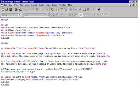 FrontPage Editor Homepage Source Code