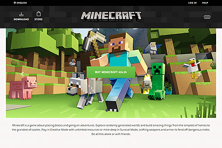 Minecraft website in 2016