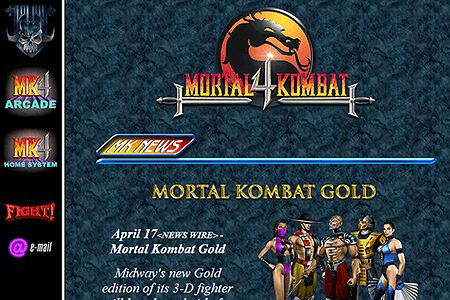 Mortal Kombat Gold website in 1999
