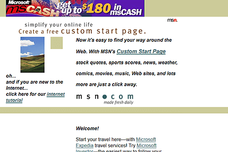 MSN website in 1996