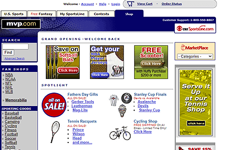 MVP.com website in 2001