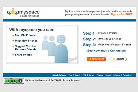 MySpace website in 2003