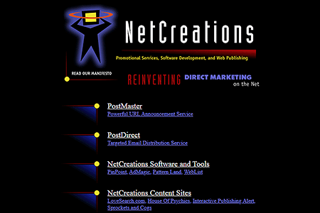 NetCreations website in 1996