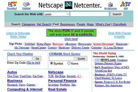 Netscape website in 1999