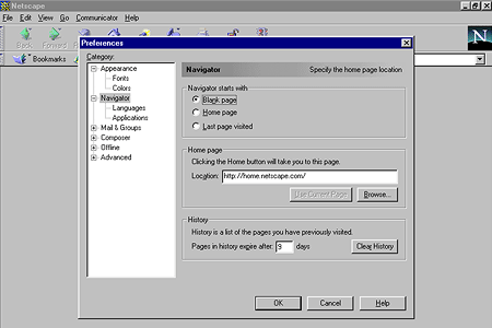 Netscape Communicator 4.01 – Preferences
