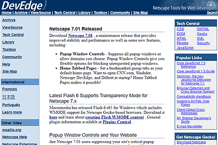 Netscape DevEdge website in 2003