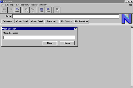 Netscape Navigator 1.0 – Open Location