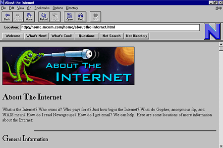 Netscape Navigator 1.0 – About the Internet