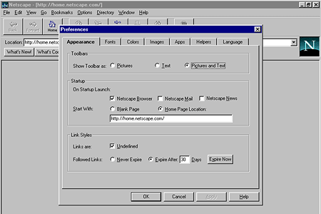 Netscape Navigator 2.01 – Preferences