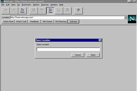 Netscape Navigator 2.01 – Open Location