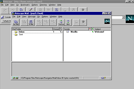 Netscape Navigator 3.04 Gold – Netscape Mail