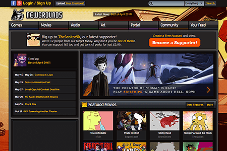 Newgrounds website in 2017